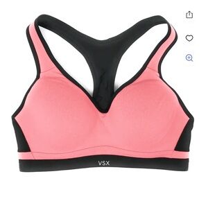 VICTORIA'S SECRET INCREDIBLE CORAL BLACK VSX SPORT BRA SIZE 32D
